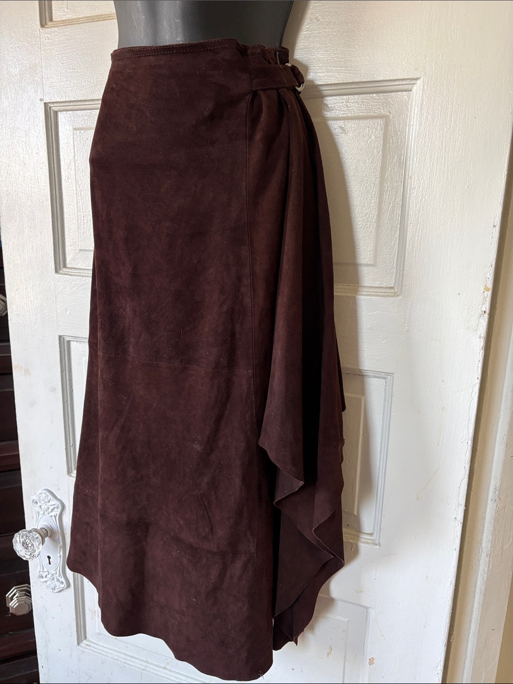 A-rticles Women's Suede Asymmetric Wrap Skirt - Brown